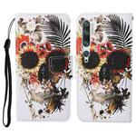 For Xiaomi Mi Note 10 / Note 10 Pro Colored Drawing Pattern Horizontal Flip Leather Case with Holder & Card Slots & Wallet & Lanyard(Flower Skull)