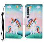 For Xiaomi Mi Note 10 / Note 10 Pro Colored Drawing Pattern Horizontal Flip Leather Case with Holder & Card Slots & Wallet & Lanyard(Rainbow Unicorn)