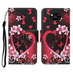 For Xiaomi Poco X3 NFC Colored Drawing Pattern Horizontal Flip Leather Case with Holder & Card Slots & Wallet & Lanyard(Red Heart)