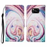 For Xiaomi Poco X3 NFC Colored Drawing Pattern Horizontal Flip Leather Case with Holder & Card Slots & Wallet & Lanyard(Whirlpool Marble)