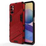 For Xiaomi Redmi Note 10 5G Punk Armor 2 in 1 PC + TPU Shockproof Case with Invisible Holder(Red)