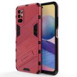 For Xiaomi Redmi Note 10 5G Punk Armor 2 in 1 PC + TPU Shockproof Case with Invisible Holder(Light Red)