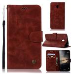 For Lenovo Vibe P1 Retro Copper Button Crazy Horse Horizontal Flip PU Leather Case with Holder & Card Slots & Wallet & Lanyard(Wine Red)