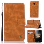 For Lenovo Vibe P1 Retro Copper Button Crazy Horse Horizontal Flip PU Leather Case with Holder & Card Slots & Wallet & Lanyard(Gold Yellow)