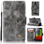 For Lenovo A2010 Retro Copper Button Crazy Horse Horizontal Flip PU Leather Case with Holder & Card Slots & Wallet & Lanyard(Gray)