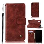 For Lenovo A6000 Retro Copper Button Crazy Horse Horizontal Flip PU Leather Case with Holder & Card Slots & Wallet & Lanyard(Wine Red)