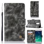 For Lenovo K5 Note Retro Copper Button Crazy Horse Horizontal Flip PU Leather Case with Holder & Card Slots & Wallet & Lanyard(Gray)