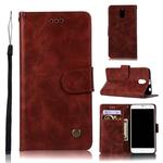 For Lenovo Vibe P1M Retro Copper Button Crazy Horse Horizontal Flip PU Leather Case with Holder & Card Slots & Wallet & Lanyard(Wine Red)