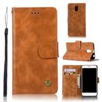 For Lenovo Vibe P1M Retro Copper Button Crazy Horse Horizontal Flip PU Leather Case with Holder & Card Slots & Wallet & Lanyard(Gold Yellow)