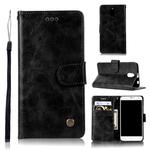 For Lenovo Vibe P1M Retro Copper Button Crazy Horse Horizontal Flip PU Leather Case with Holder & Card Slots & Wallet & Lanyard(Black)