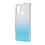 For Samsung Galaxy A21s Gradient Shockproof TPU + Acrylic Case with Detachable Buttons(Blue)