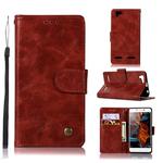 For Lenovo Lemon 3 Retro Copper Button Crazy Horse Horizontal Flip PU Leather Case with Holder & Card Slots & Wallet & Lanyard(Wine Red)