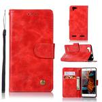 For Lenovo Lemon 3 Retro Copper Button Crazy Horse Horizontal Flip PU Leather Case with Holder & Card Slots & Wallet & Lanyard(Red)