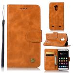 For ZTE V6 Plus / V7 Lite Retro Copper Button Crazy Horse Horizontal Flip PU Leather Case with Holder & Card Slots & Wallet & Lanyard(Gold Yellow)