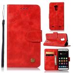 For ZTE V6 Plus / V7 Lite Retro Copper Button Crazy Horse Horizontal Flip PU Leather Case with Holder & Card Slots & Wallet & Lanyard(Red)