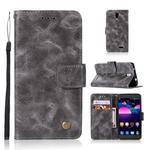 For ZTE N9132 Retro Copper Button Crazy Horse Horizontal Flip PU Leather Case with Holder & Card Slots & Wallet & Lanyard(Gray)