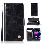 For ZTE N9132 Retro Copper Button Crazy Horse Horizontal Flip PU Leather Case with Holder & Card Slots & Wallet & Lanyard(Black)