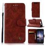For ZTE Blade V8 Retro Copper Button Crazy Horse Horizontal Flip PU Leather Case with Holder & Card Slots & Wallet & Lanyard(Wine Red)