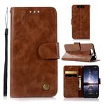For ZTE Blade V8 Retro Copper Button Crazy Horse Horizontal Flip PU Leather Case with Holder & Card Slots & Wallet & Lanyard(Brown)
