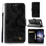 For ZTE Blade V8 Retro Copper Button Crazy Horse Horizontal Flip PU Leather Case with Holder & Card Slots & Wallet & Lanyard(Black)