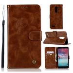 For ZTE Zmax Pro / Z981 Retro Copper Button Crazy Horse Horizontal Flip PU Leather Case with Holder & Card Slots & Wallet & Lanyard(Brown)