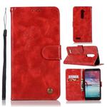 For ZTE Zmax Pro / Z981 Retro Copper Button Crazy Horse Horizontal Flip PU Leather Case with Holder & Card Slots & Wallet & Lanyard(Red)