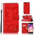 For  ZTE Blade Z Max / Z982 Retro Copper Button Crazy Horse Horizontal Flip PU Leather Case with Holder & Card Slots & Wallet & Lanyard(Red)