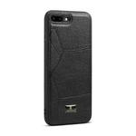 Fierre Shann Leather Texture Phone Back Cover Case For iPhone 8 Plus / 7 Plus(Ox Tendon Black)