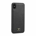 For iPhone X / XS Fierre Shann Leather Texture Phone Back Cover Case(Cowhide Black)