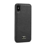 For iPhone XR Fierre Shann Leather Texture Phone Back Cover Case(Lychee Black)