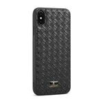 For iPhone XS Max Fierre Shann Leather Texture Phone Back Cover Case(Woven Black)