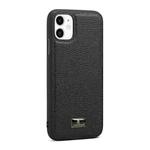 For iPhone 11 Fierre Shann Leather Texture Phone Back Cover Case (Lychee Black)