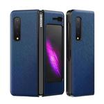 For Samsung Galaxy Fold 5G / Fold 4G Leather Texture + PC Full Coverge Folding Case(Blue Cross Texture)