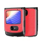 For Motorola Razr 5G Leather Texture + PC Full Coverge Folding Case(Red Cross Texture)