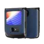 For Motorola Razr 5G Leather Texture + PC Full Coverge Folding Case(Blue Cross Texture)