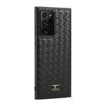 For Samsung Galaxy Note20 Fierre Shann Leather Texture Phone Back Cover Case(Woven Black)