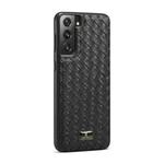 For Samsung Galaxy S21 5G Fierre Shann Leather Texture Phone Back Cover Case(Woven Black)