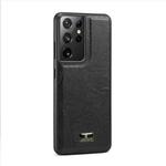 For Samsung Galaxy S21 Ultra 5G Fierre Shann Leather Texture Phone Back Cover Case(Lychee Black)