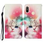 For Xiaomi Redmi Note 6 Pro Colored Drawing Pattern Horizontal Flip Leather Case with Holder & Card Slots & Wallet & Lanyard(Squint Cat)