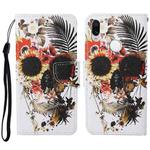 For Xiaomi Redmi Note 7 / 7 Pro Colored Drawing Pattern Horizontal Flip Leather Case with Holder & Card Slots & Wallet & Lanyard(Flower Skull)