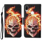 For Xiaomi Redmi Note 7 / 7 Pro Colored Drawing Pattern Horizontal Flip Leather Case with Holder & Card Slots & Wallet & Lanyard(Flame Skull)