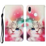 For Xiaomi Redmi Note 7 / 7 Pro Colored Drawing Pattern Horizontal Flip Leather Case with Holder & Card Slots & Wallet & Lanyard(Squint Cat)