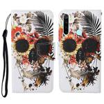 For Xiaomi Redmi Note 8 Colored Drawing Pattern Horizontal Flip Leather Case with Holder & Card Slots & Wallet & Lanyard(Flower Skull)