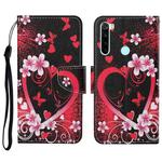 For Xiaomi Redmi Note 8 Colored Drawing Pattern Horizontal Flip Leather Case with Holder & Card Slots & Wallet & Lanyard(Red Heart)