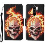 For Xiaomi Redmi Note 8 Pro Colored Drawing Pattern Horizontal Flip Leather Case with Holder & Card Slots & Wallet & Lanyard(Flame Skull)