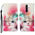 For Xiaomi Redmi Note 8 Pro Colored Drawing Pattern Horizontal Flip Leather Case with Holder & Card Slots & Wallet & Lanyard(Squint Cat)