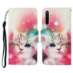 For Xiaomi Redmi Note 8T Colored Drawing Pattern Horizontal Flip Leather Case with Holder & Card Slots & Wallet & Lanyard(Squint Cat)