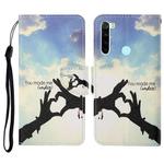 For Xiaomi Redmi Note 8T Colored Drawing Pattern Horizontal Flip Leather Case with Holder & Card Slots & Wallet & Lanyard(Love Gesture)