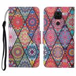 For Xiaomi Redmi Note 9 Colored Drawing Pattern Horizontal Flip Leather Case with Holder & Card Slots & Wallet & Lanyard(Rhombus Totem)