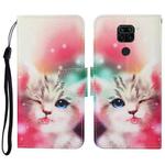 For Xiaomi Redmi Note 9 Colored Drawing Pattern Horizontal Flip Leather Case with Holder & Card Slots & Wallet & Lanyard(Squint Cat)